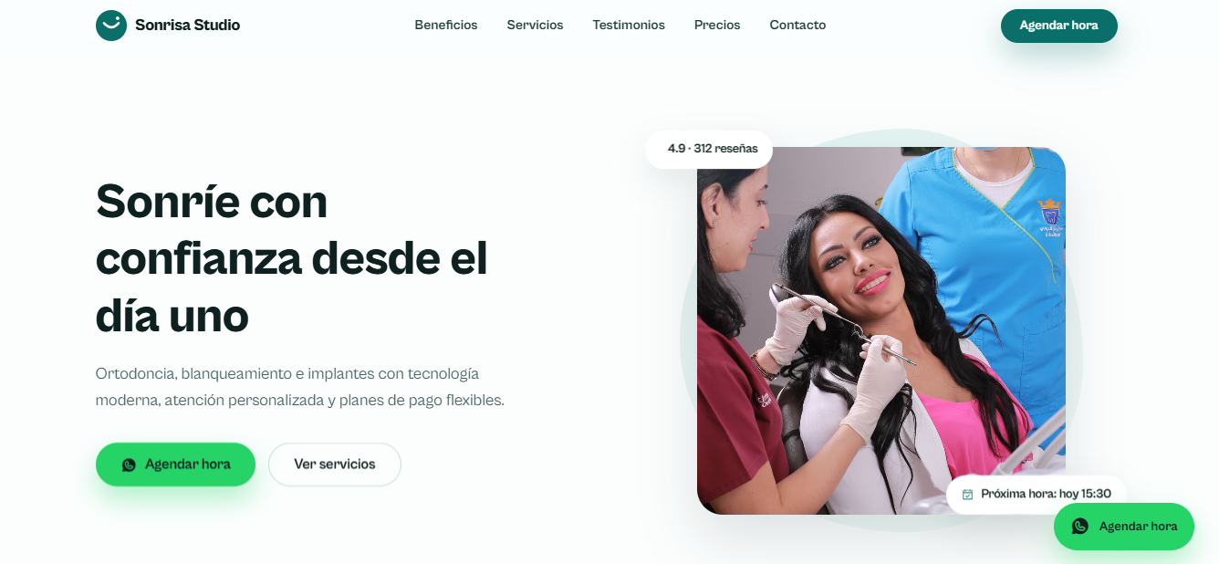 Captura del sitio Sonrisa Studio